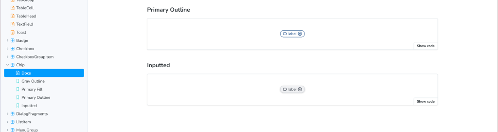 各コンポーネントに自動的にDocsが生成される