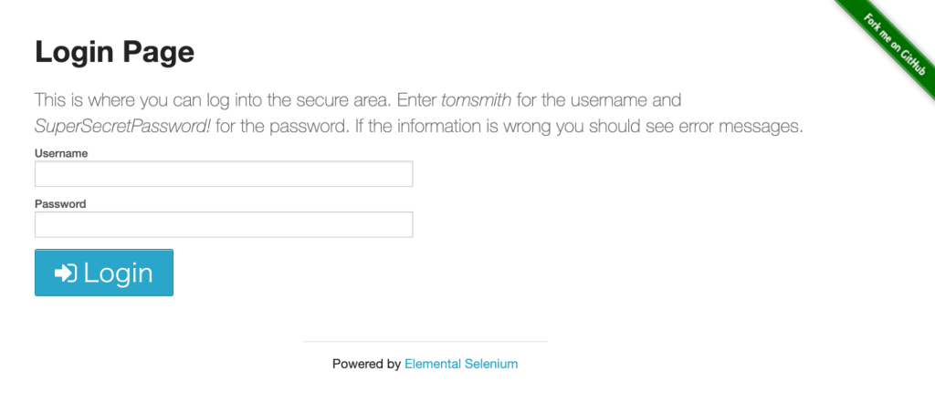 テスト用サイトログイン画面